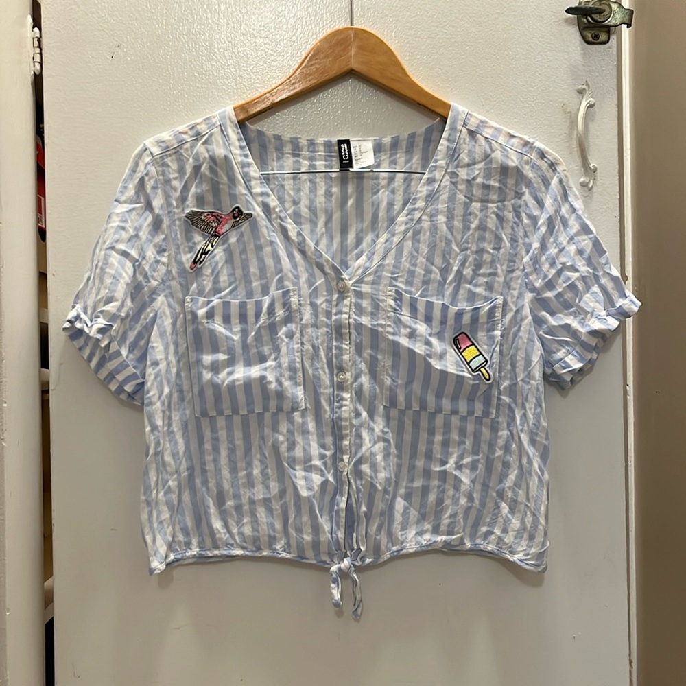 H&M strip blue top
